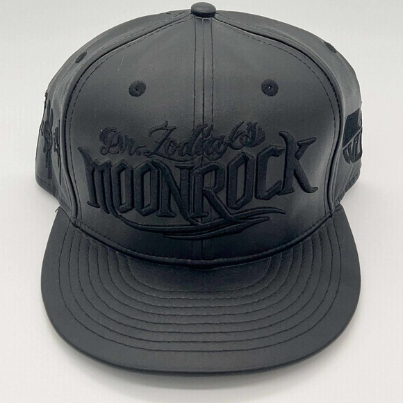 Dr. Zodiak's‎ Moonrock Hat Snapback Flat Bill Black fake leather 420 cannabis - Picture 1 of 15